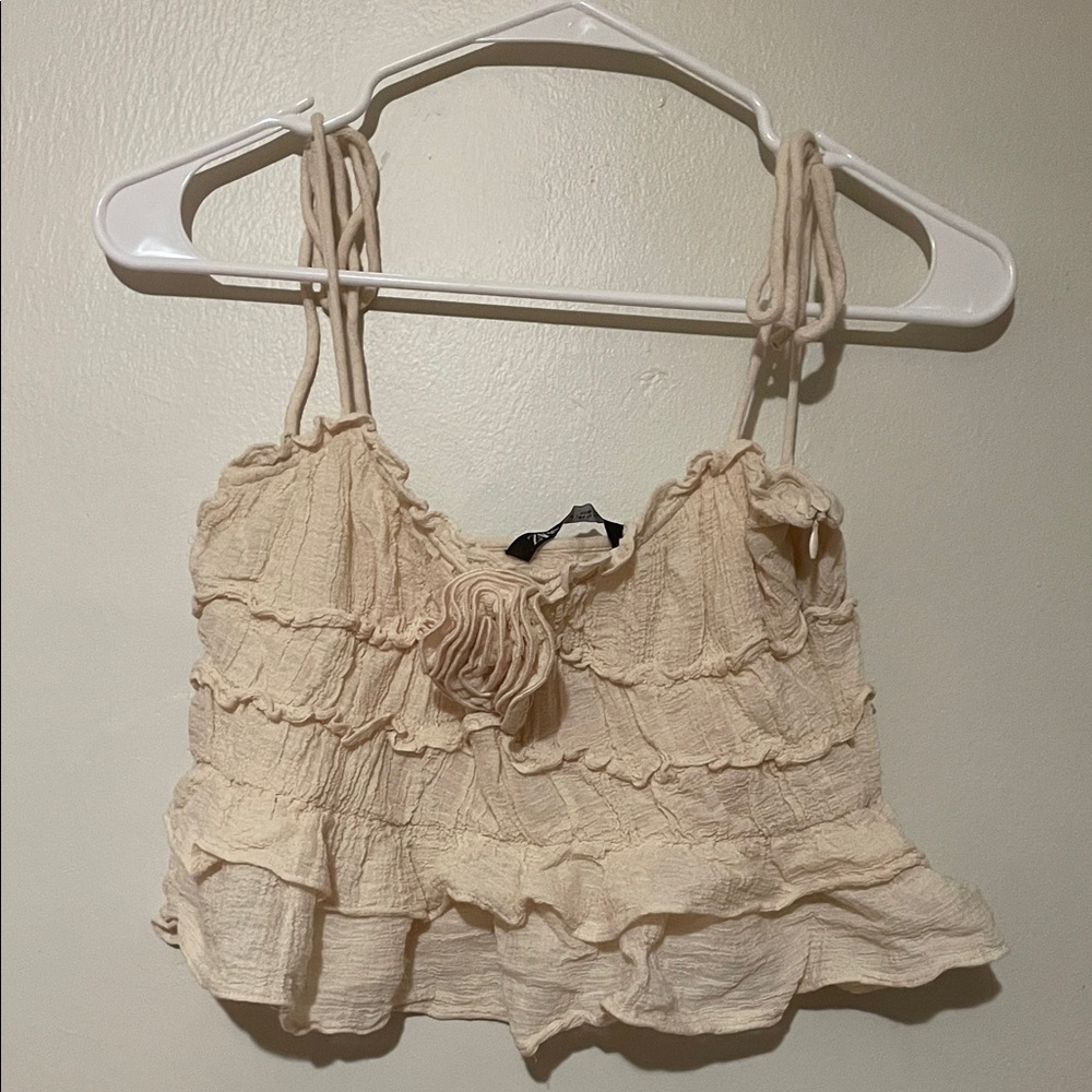 Zara Cream Ruffled Camisole Top